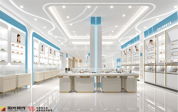 眼镜店蓝色装修效果图-阳光视线